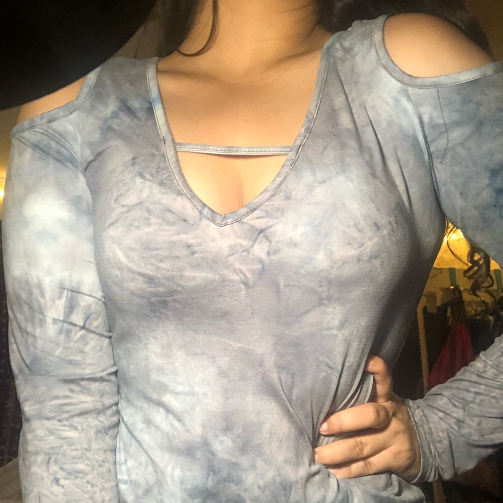 Marble style soft long sleeve blouse